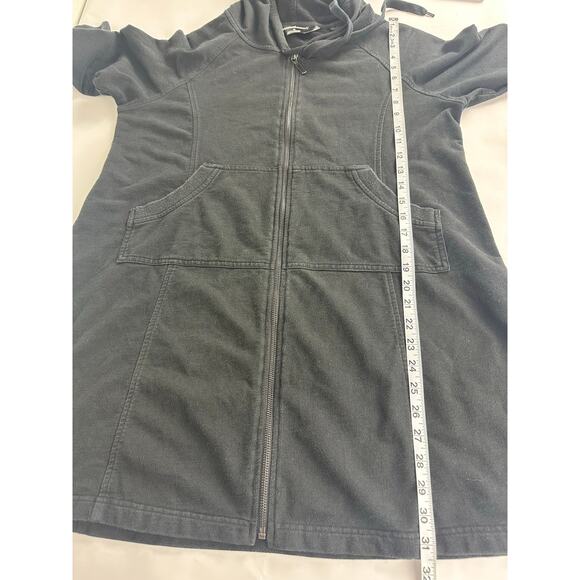 Norma Kamali Size Large Black Hooded Sweatshirt Mini Dress Zip Stylish Trendy - Picture 11 of 11